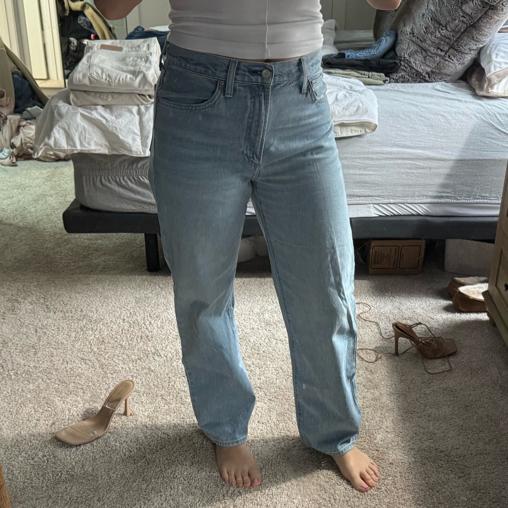 Denim Forum Light Blue Straight Leg Jeans